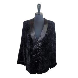 Isabella Bird Black Burnout Velvet Jacket Silk Trim Dark Romance Goth